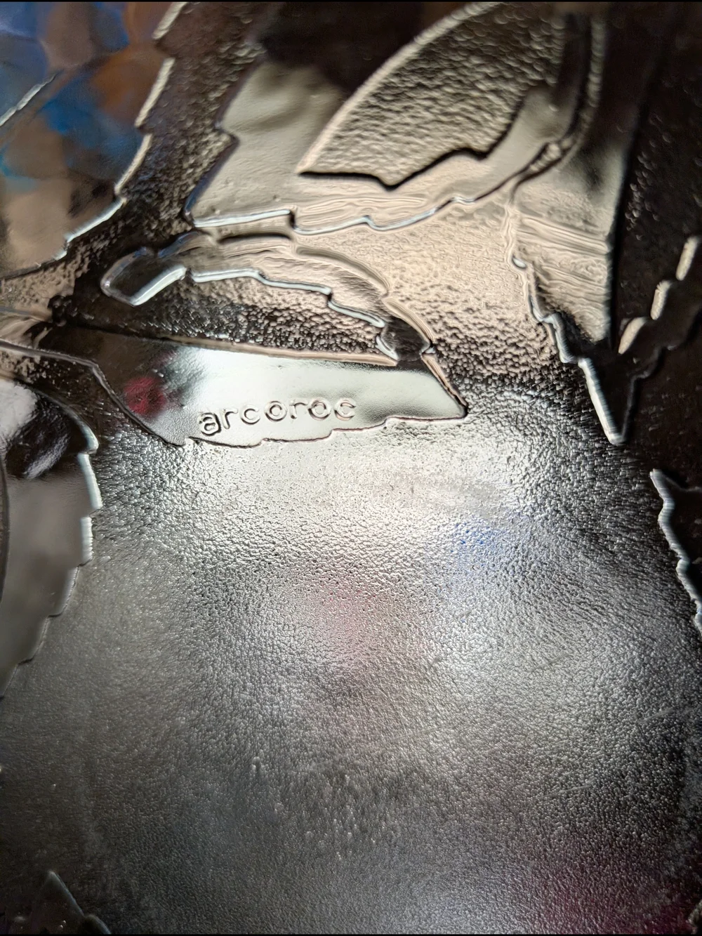 Pink Floral-Embossed Glass Serving Bowl